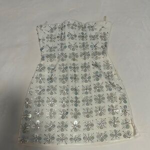 Oh Polly Cream Strapless Dress